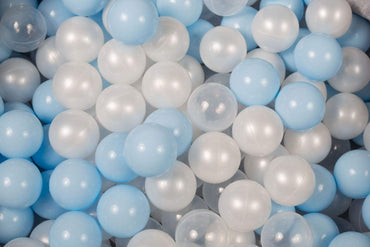 Ballenbak ballen set - Wit Pearl, Baby Blauw, Transparant